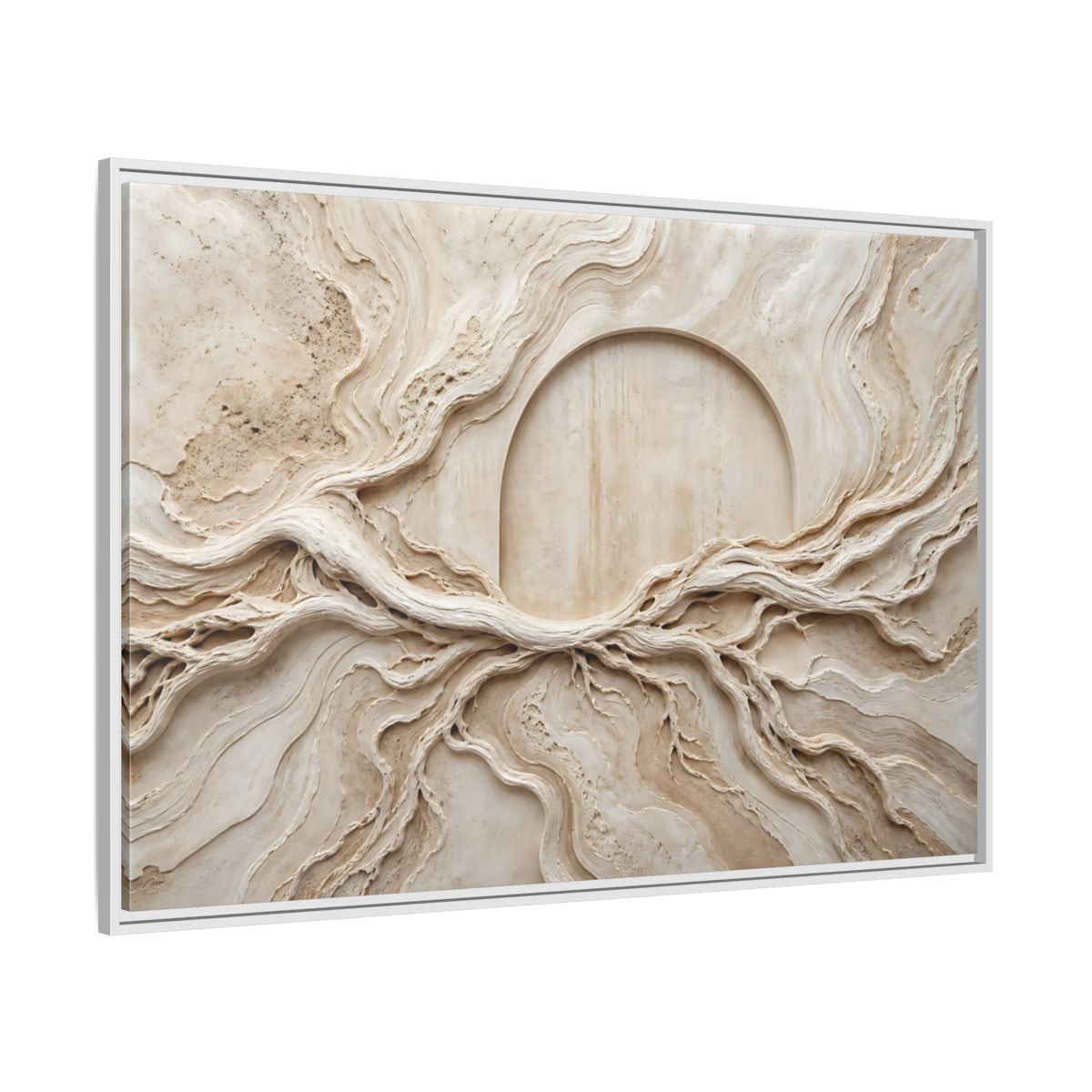 Side Mockup 7. Nature Organic Textures Beige Organic Textures shown as stretched canvas wall art