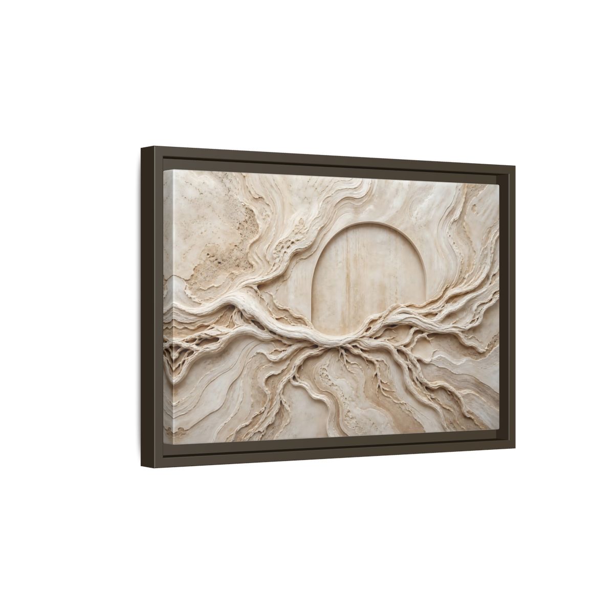 Side Mockup 5. Nature Organic Textures Beige Organic Textures shown as stretched canvas wall art