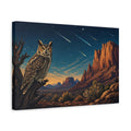Side Mockup 4. Nature Owl Desert Night Owl shown as stretched canvas wall art
