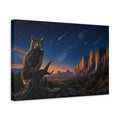 Side Mockup 4. Nature Owl Night Sky Owl shown as stretched canvas wall art