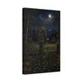 Side Mockup 4. Nature Owl Nocturnal Owl Scene shown as stretched canvas wall art