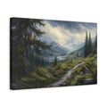 Side Mockup 4. Nature Owls Green Mountain Landscape shown as stretched canvas wall art