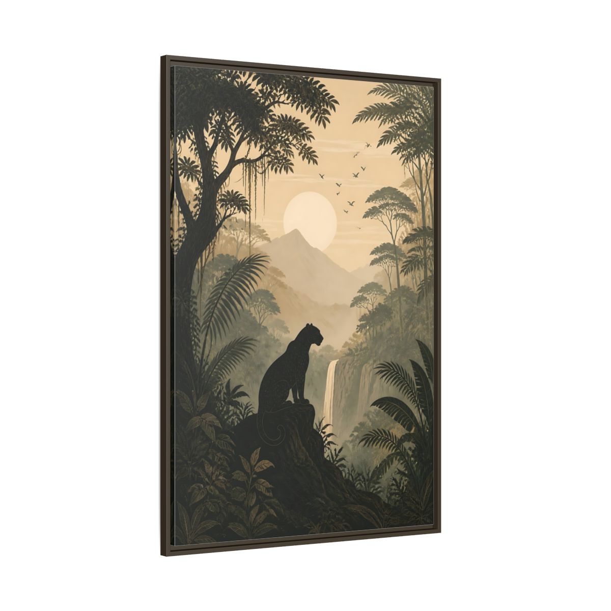 Side Mockup 8. Nature Panther Dark Green And Gold shown as stretched canvas wall art