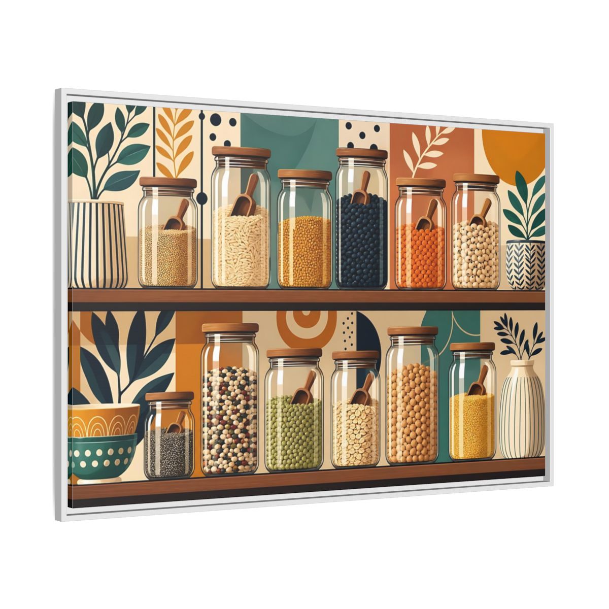 Side Mockup 7. Nature Pantry Jars Earthy Pantry Decor shown as stretched canvas wall art
