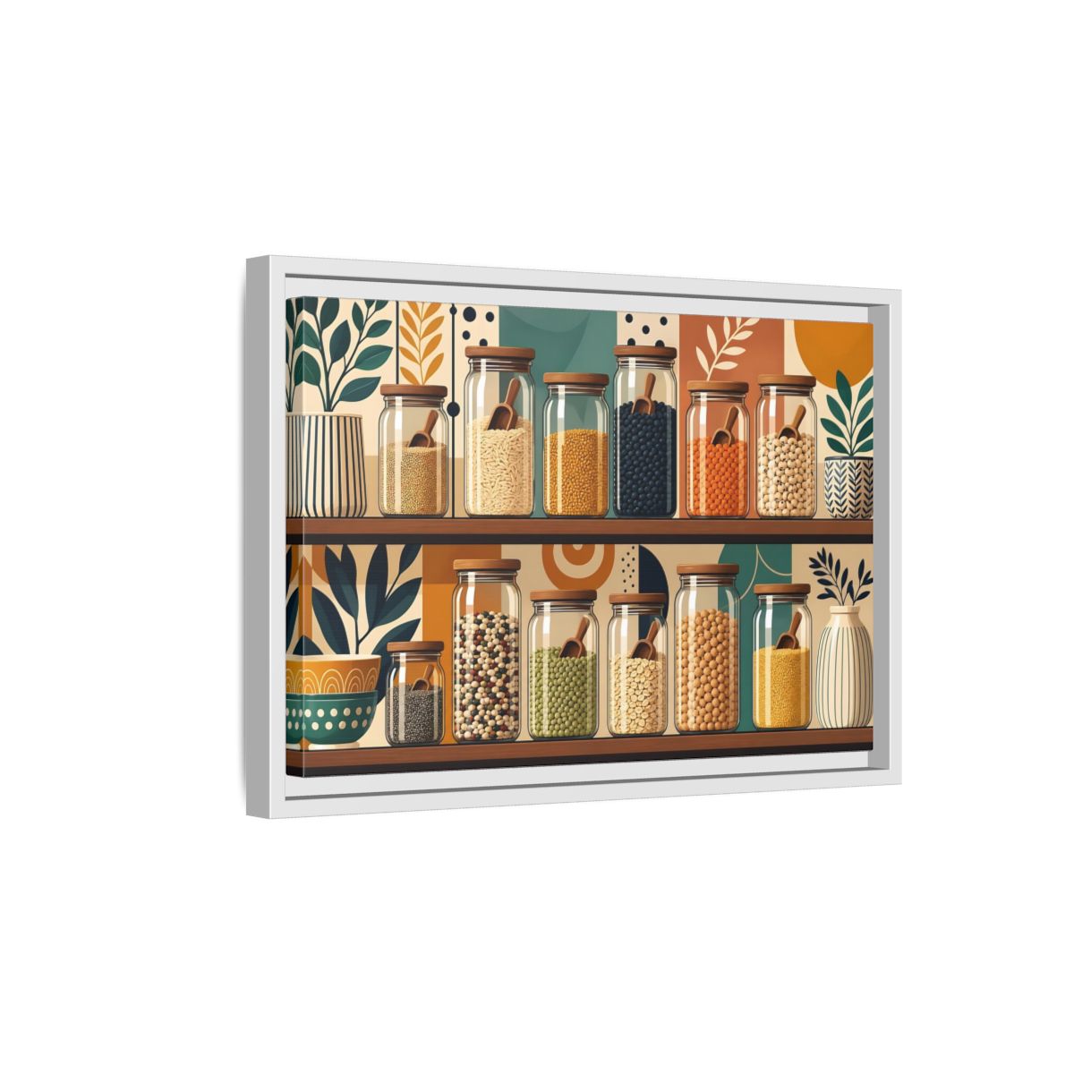 Side Mockup 4. Nature Pantry Jars Earthy Pantry Decor shown as stretched canvas wall art