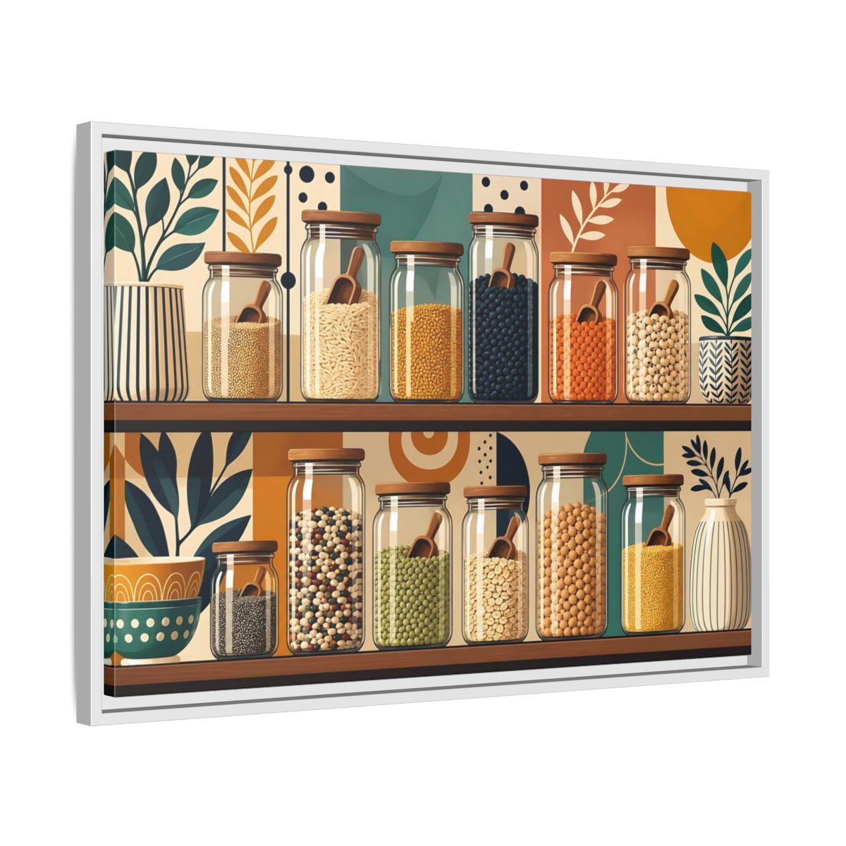 Side Mockup 10. Nature Pantry Jars Earthy Pantry Decor shown as stretched canvas wall art
