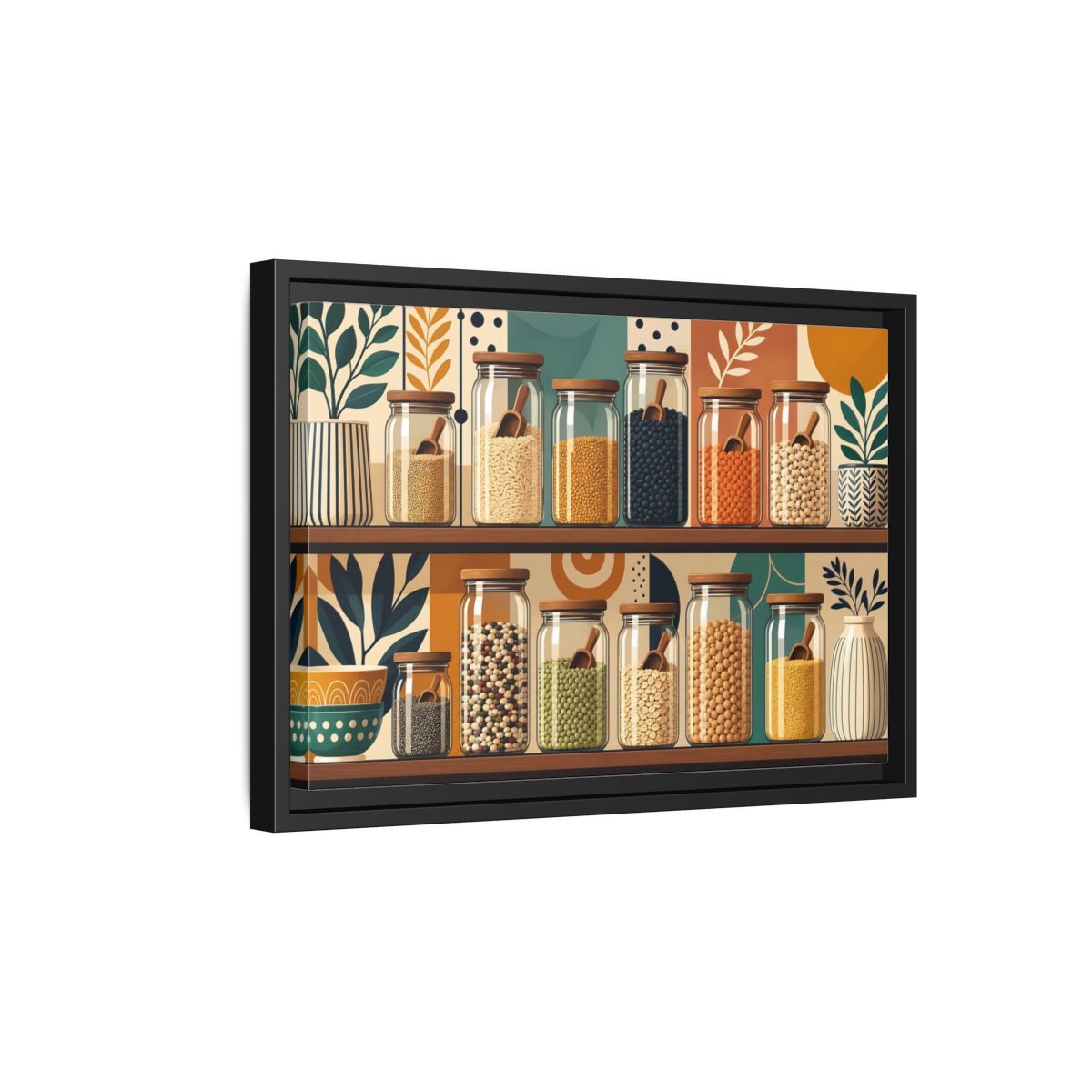 Side Mockup 6. Nature Pantry Jars Earthy Pantry Decor shown as stretched canvas wall art