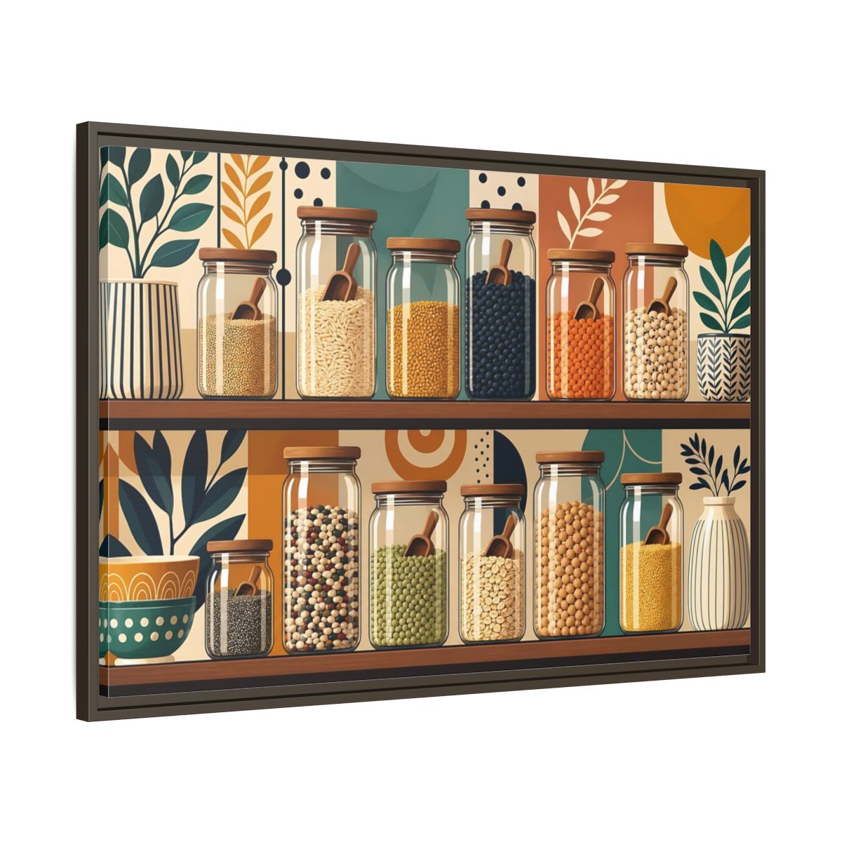 Main Mockup. Nature Pantry Jars Earthy Pantry Decor shown as stretched canvas wall art
