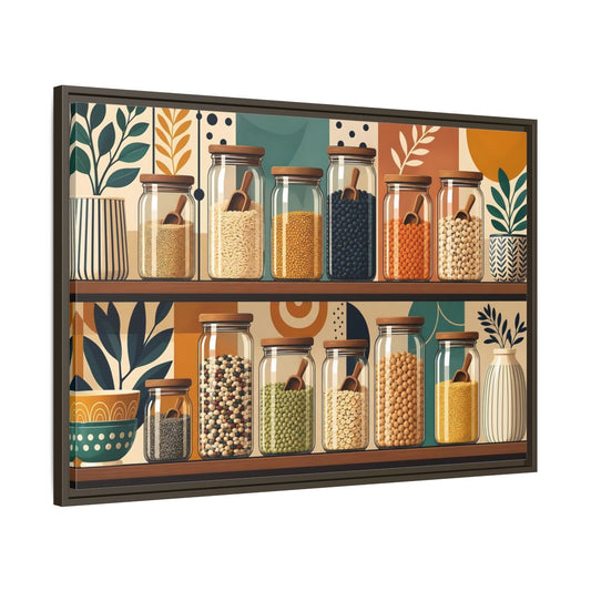 Main Mockup. Nature Pantry Jars Earthy Pantry Decor shown as stretched canvas wall art