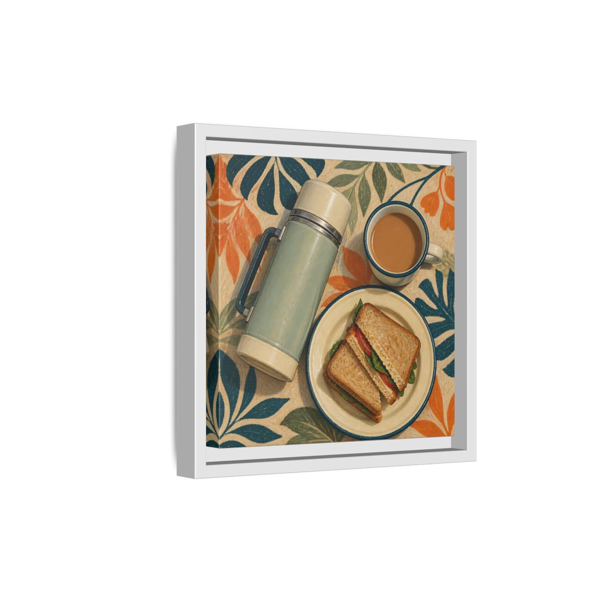 Side Mockup 19. Nature Picnic Lunch Vintage Picnic shown as stretched canvas wall art