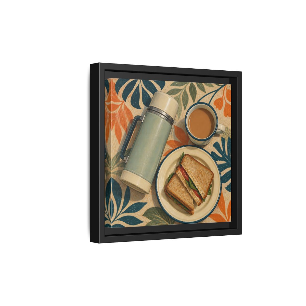 Side Mockup 21. Nature Picnic Lunch Vintage Picnic shown as stretched canvas wall art