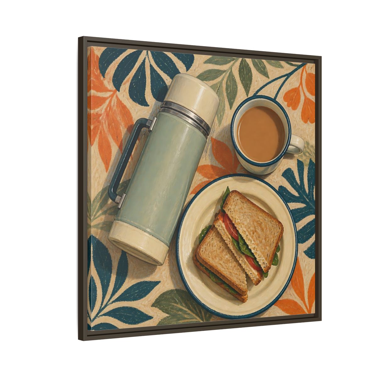 Side Mockup 8. Nature Picnic Lunch Vintage Picnic shown as stretched canvas wall art