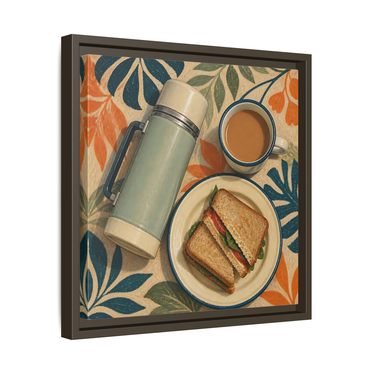 Side Mockup 29. Nature Picnic Lunch Vintage Picnic shown as stretched canvas wall art