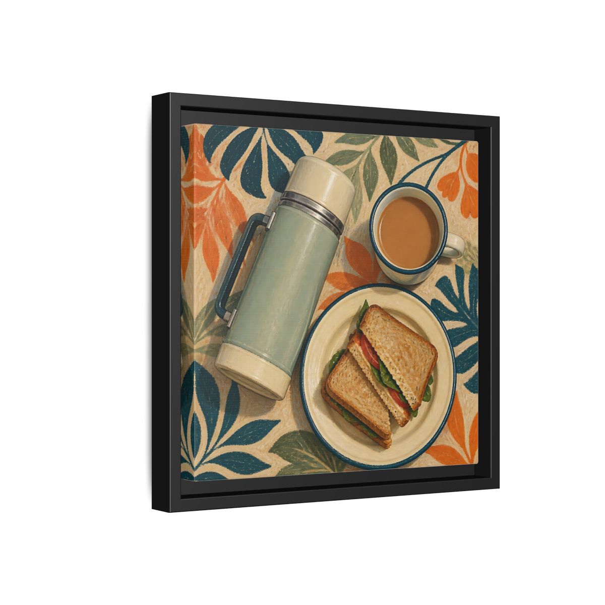 Side Mockup 18. Nature Picnic Lunch Vintage Picnic shown as stretched canvas wall art
