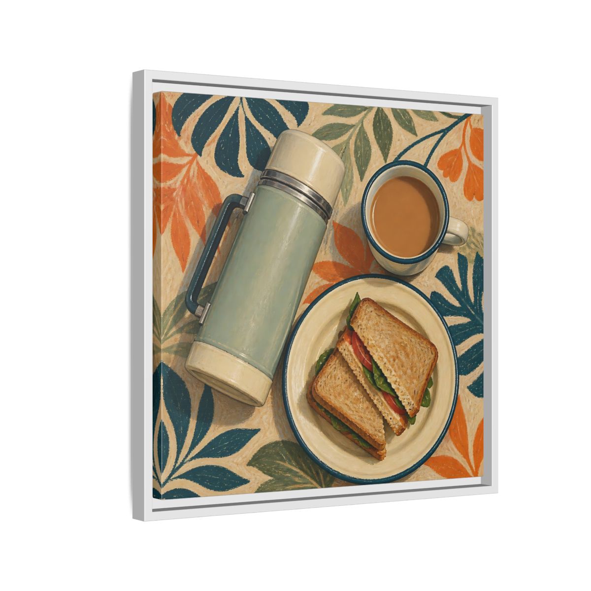 Side Mockup 10. Nature Picnic Lunch Vintage Picnic shown as stretched canvas wall art