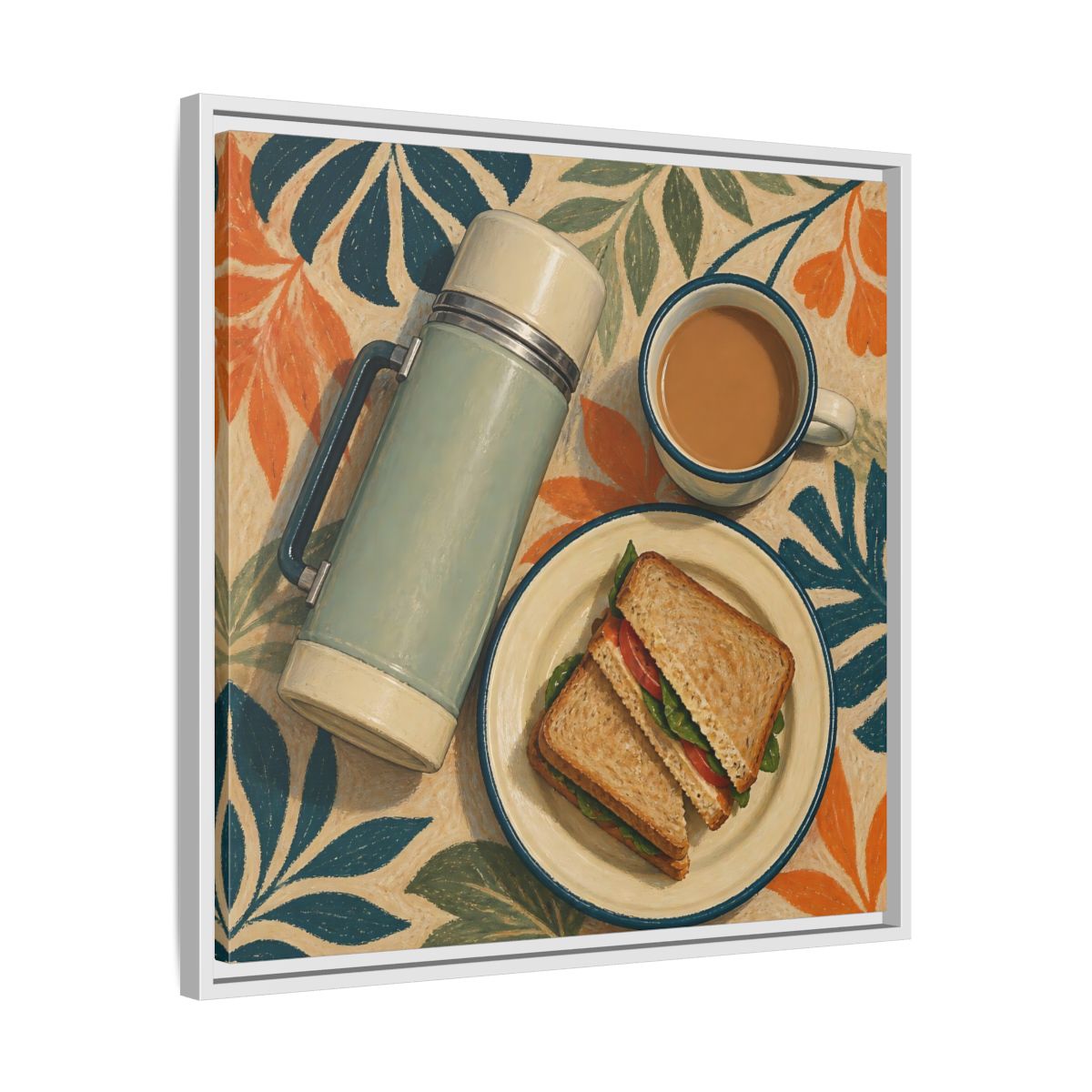 Side Mockup 26. Nature Picnic Lunch Vintage Picnic shown as stretched canvas wall art