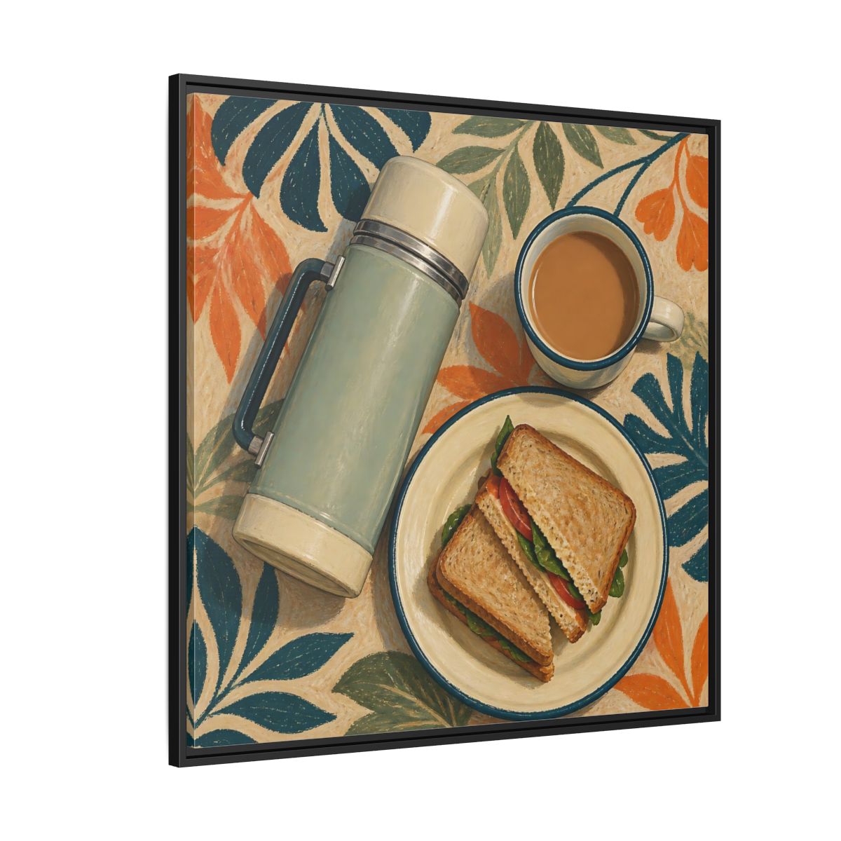 Side Mockup 6. Nature Picnic Lunch Vintage Picnic shown as stretched canvas wall art