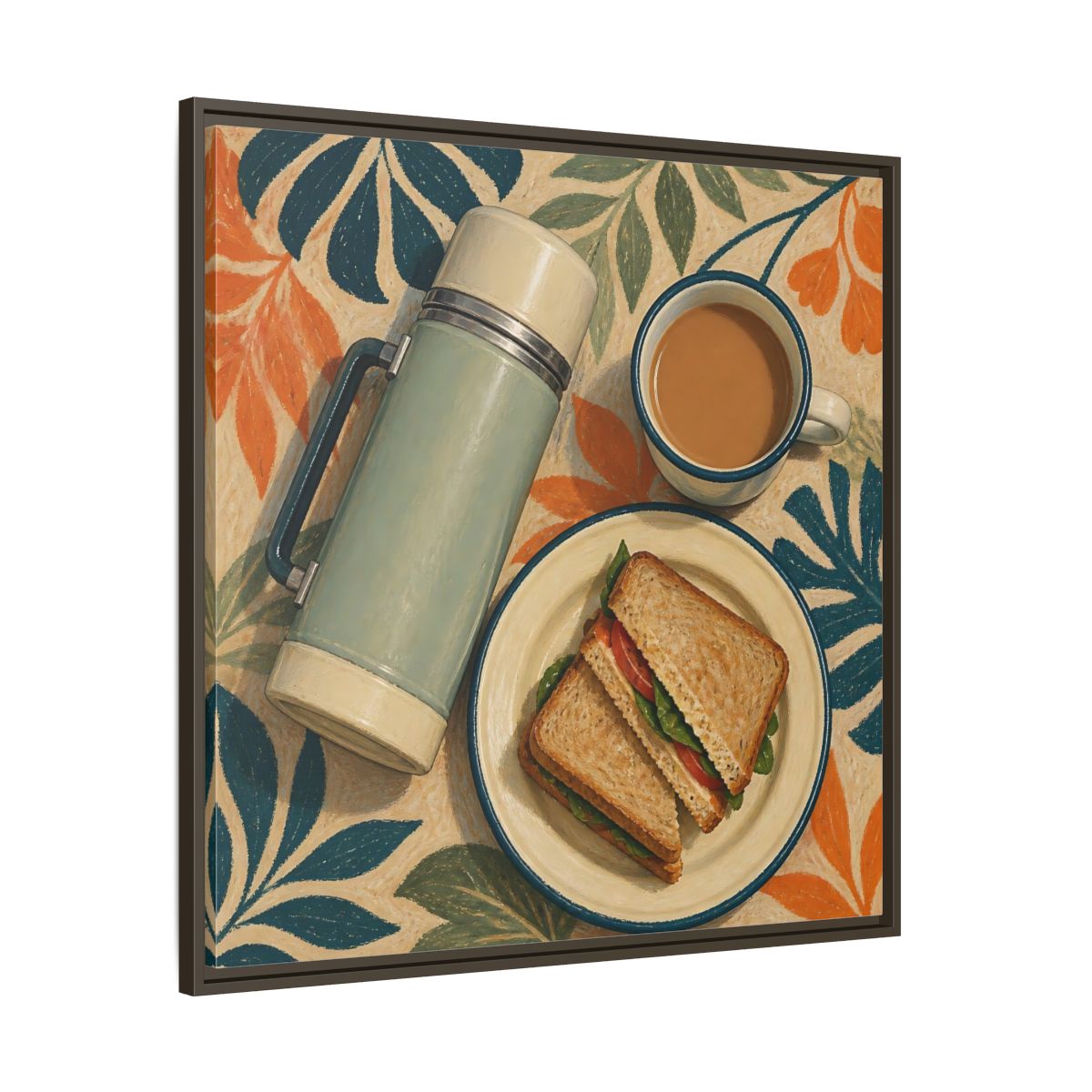 Main Mockup. Nature Picnic Lunch Vintage Picnic shown as stretched canvas wall art