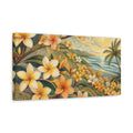 Side Mockup 3. Nature Plumeria Flowers Tropical Plumeria shown as stretched canvas wall art