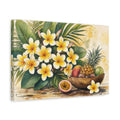 Side Mockup 4. Nature Plumeria, Fruits Yellow And Green Tropical shown as stretched canvas wall art