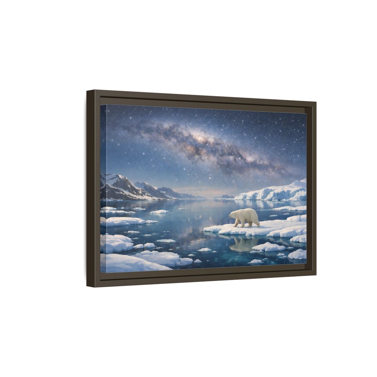Side Mockup 5. Nature Polar Bear Blue And White Arctic shown as stretched canvas wall art