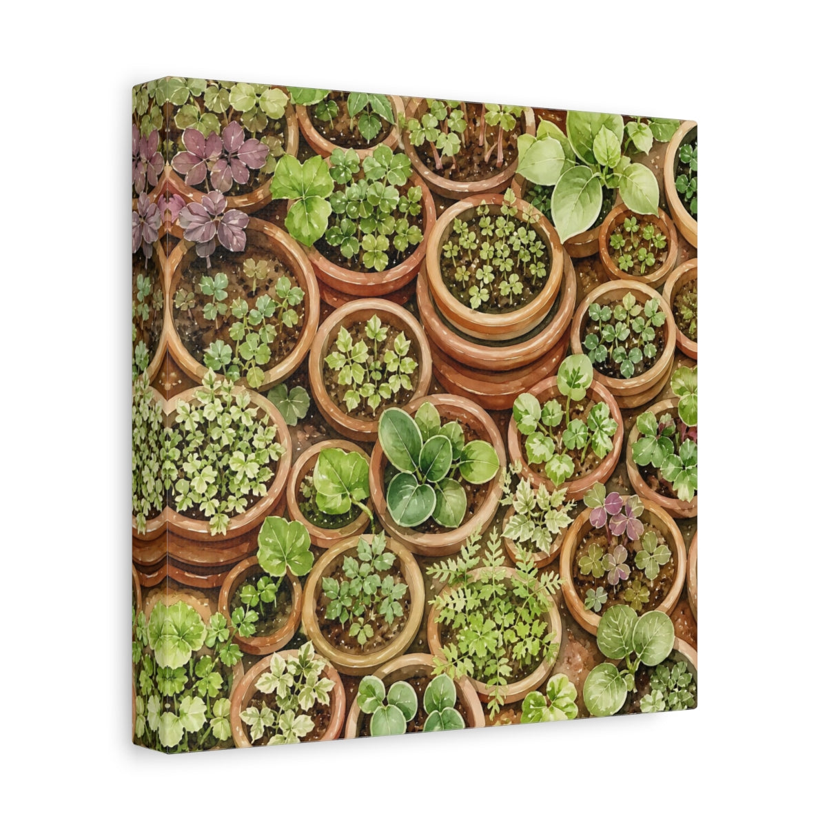 Side Mockup 9. Nature Potted Plants Green Potted Plants shown as stretched canvas wall art