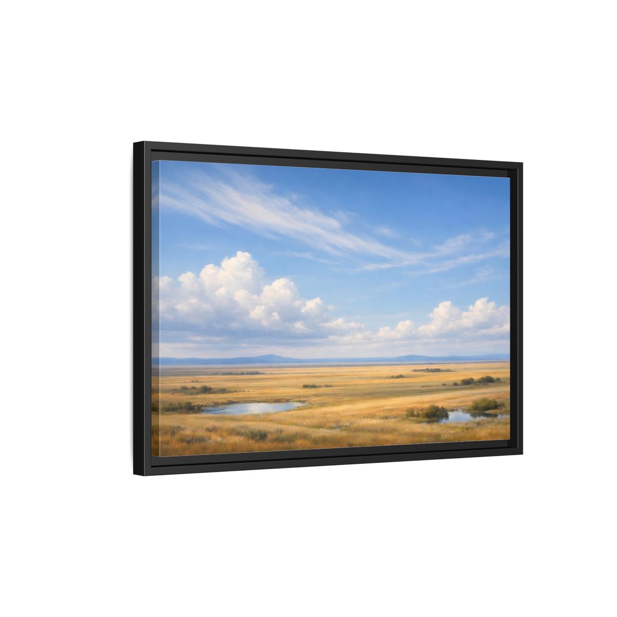Side Mockup 3. Nature Prairie Landscape Golden Prairie shown as stretched canvas wall art