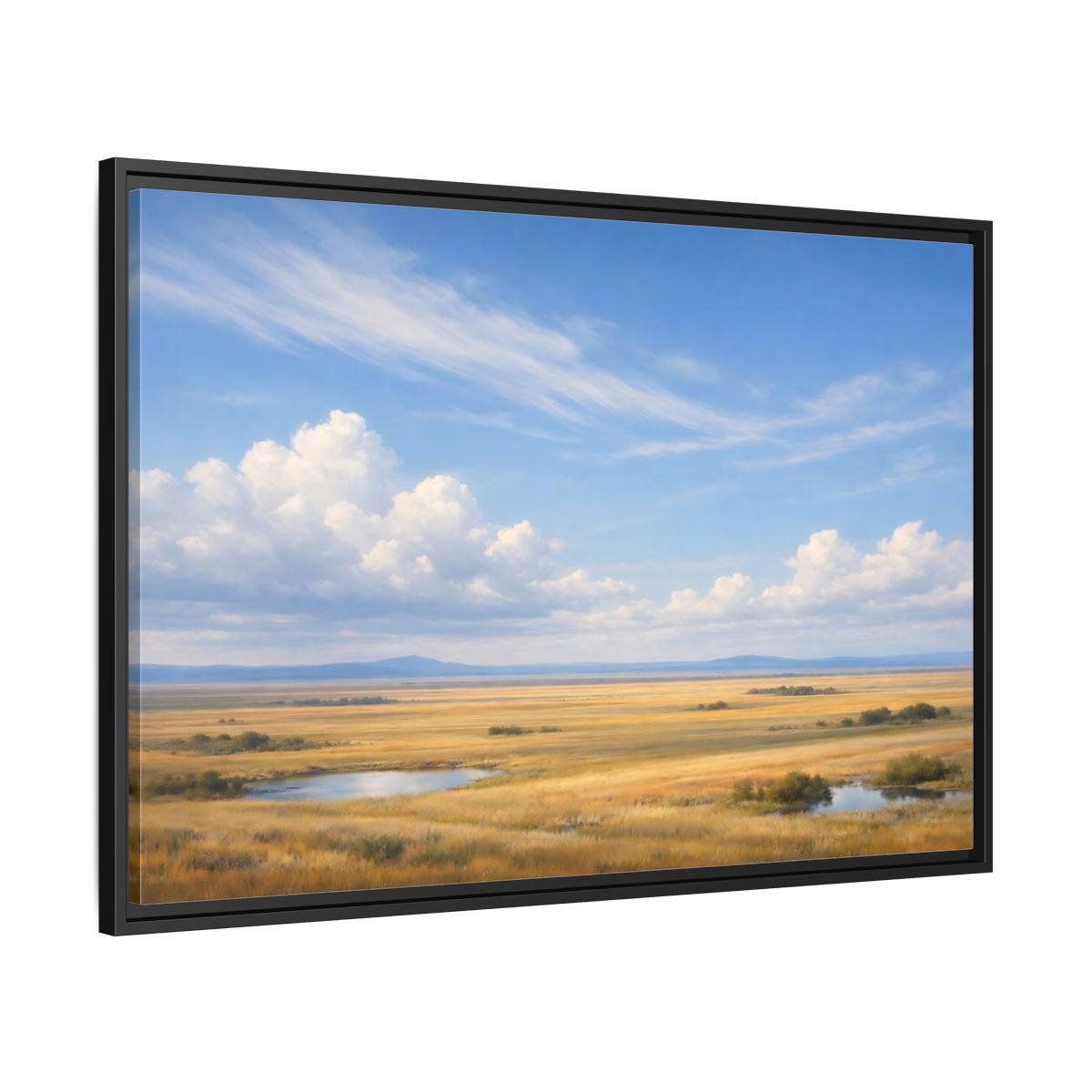 Side Mockup 13. Nature Prairie Landscape Golden Prairie shown as stretched canvas wall art