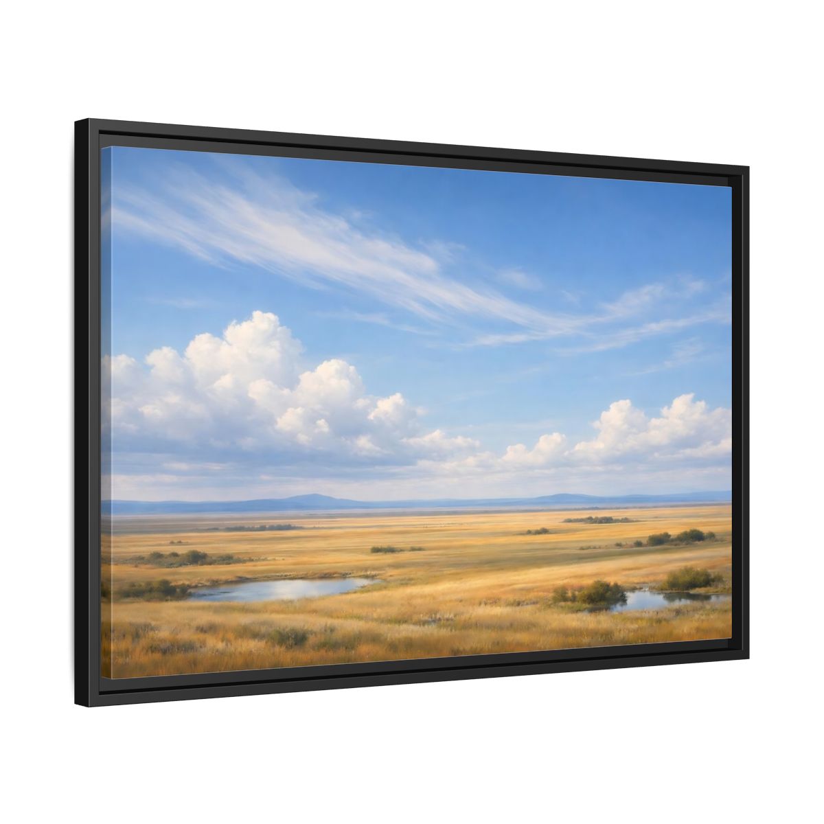 Side Mockup 14. Nature Prairie Landscape Golden Prairie shown as stretched canvas wall art