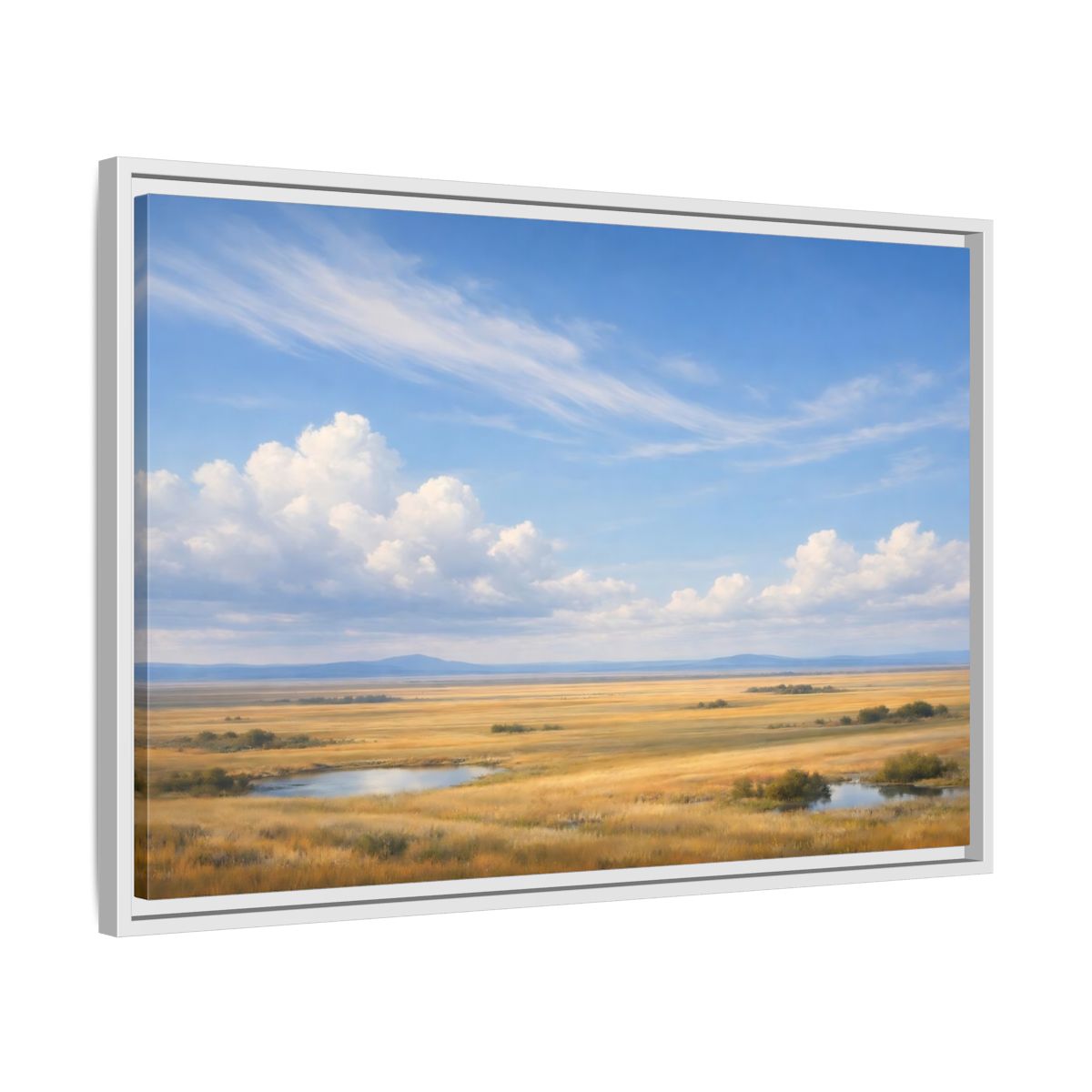 Side Mockup 10. Nature Prairie Landscape Golden Prairie shown as stretched canvas wall art