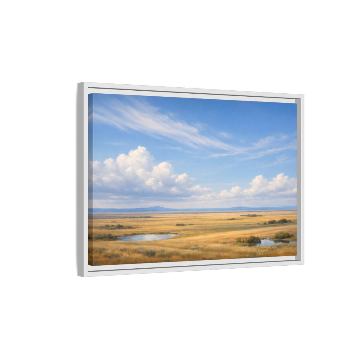 Side Mockup 1. Nature Prairie Landscape Golden Prairie shown as stretched canvas wall art