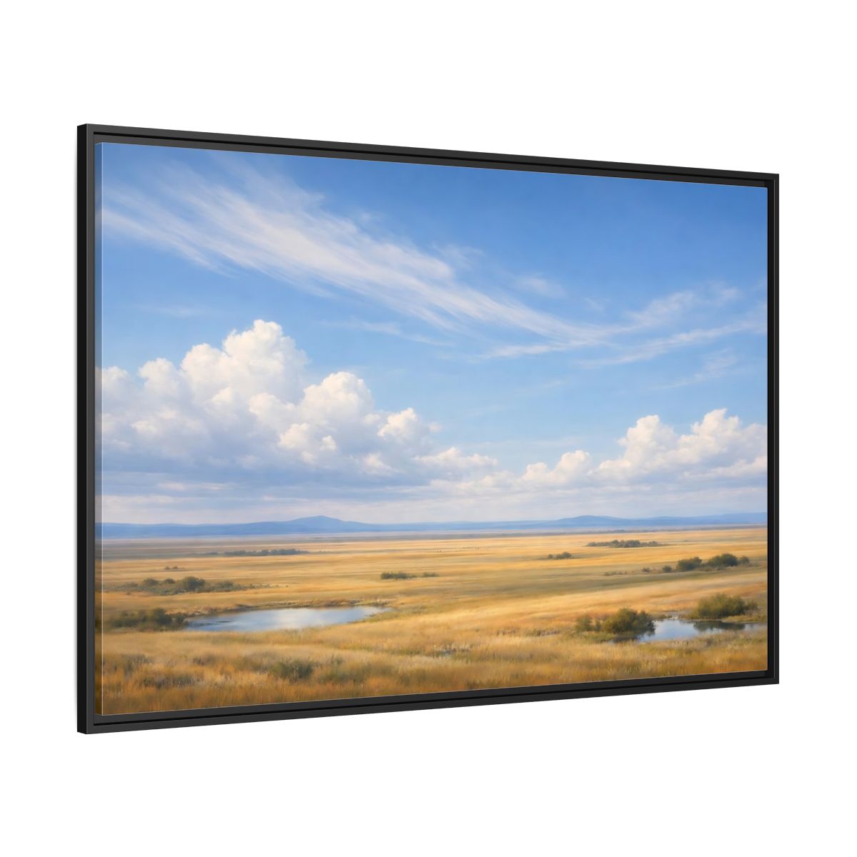 Side Mockup 12. Nature Prairie Landscape Golden Prairie shown as stretched canvas wall art