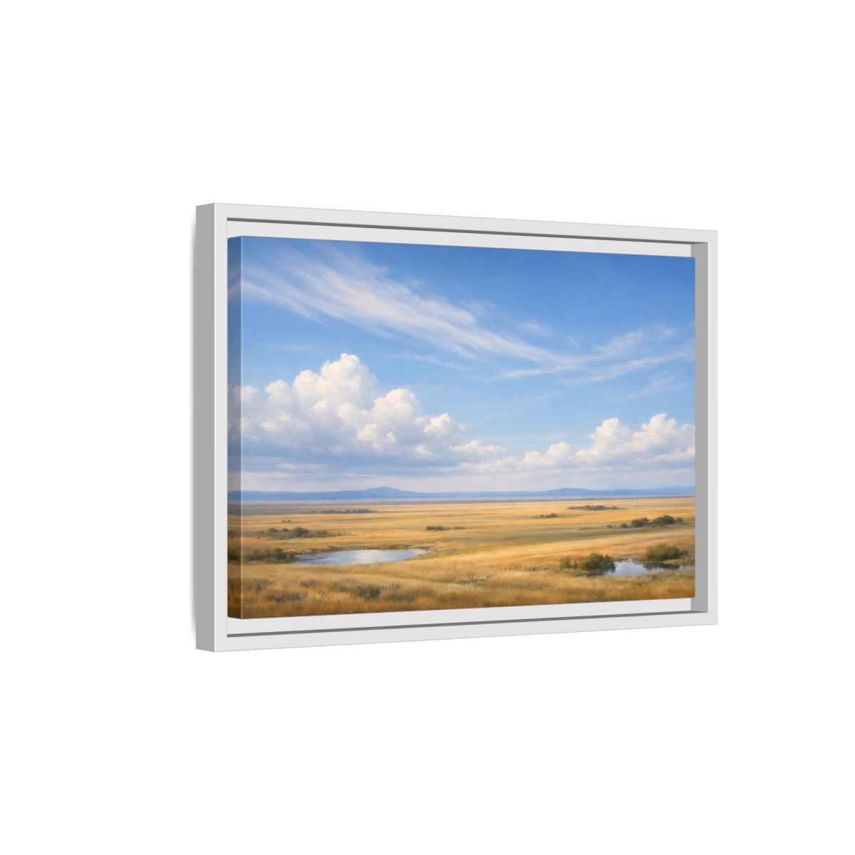 Side Mockup 4. Nature Prairie Landscape Golden Prairie shown as stretched canvas wall art