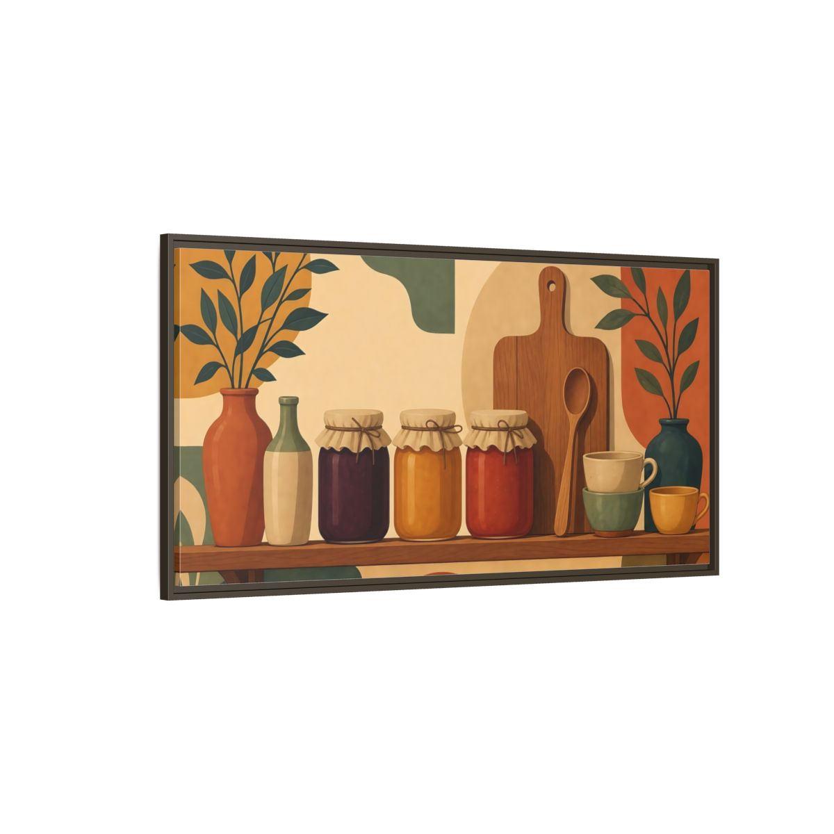 Side Mockup 4. Nature Preserve Jars Rustic Kitchen shown as framed canvas print