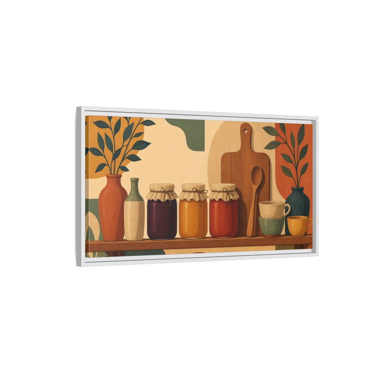 Side Mockup 1. Nature Preserve Jars Rustic Kitchen shown as framed canvas print