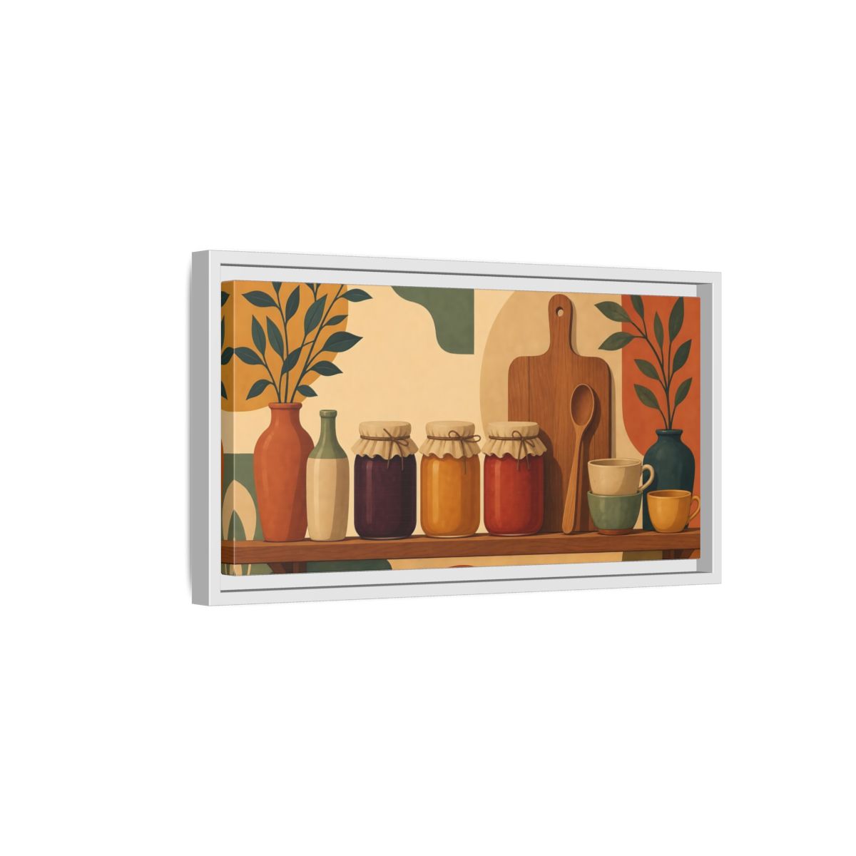 Side Mockup 6. Nature Preserve Jars Rustic Kitchen shown as framed canvas print