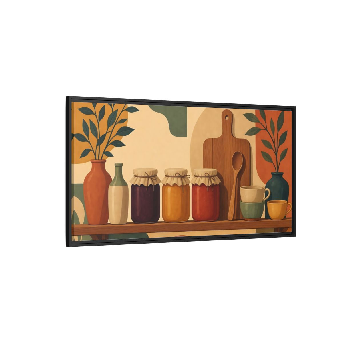 Side Mockup 5. Nature Preserve Jars Rustic Kitchen shown as framed canvas print