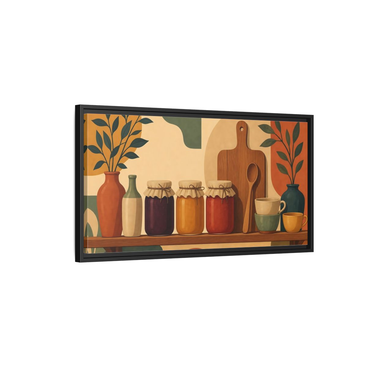 Side Mockup 2. Nature Preserve Jars Rustic Kitchen shown as framed canvas print