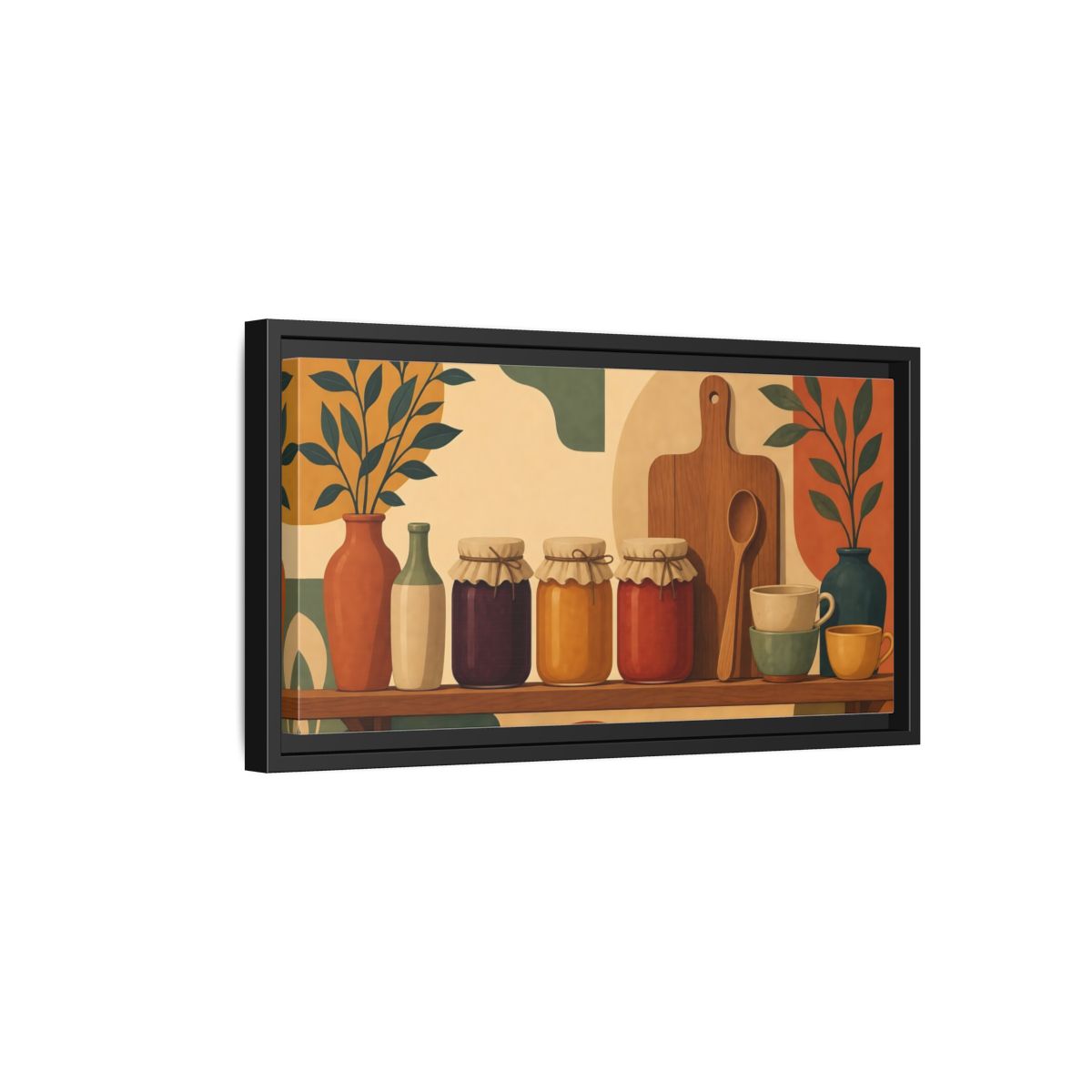 Side Mockup 8. Nature Preserve Jars Rustic Kitchen shown as framed canvas print