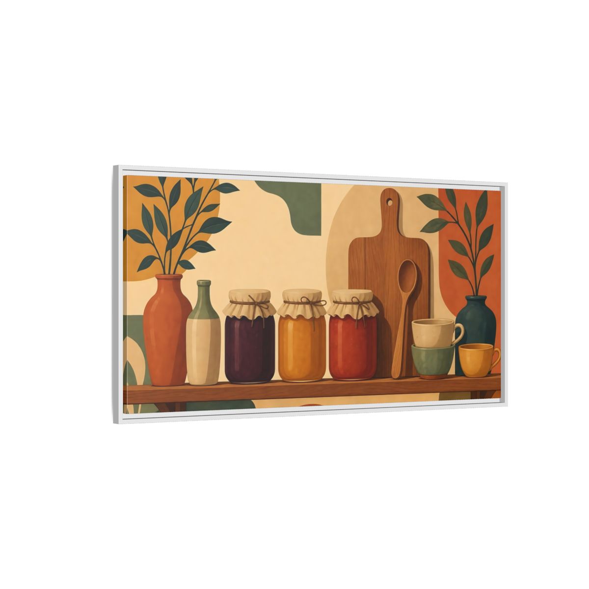 Side Mockup 3. Nature Preserve Jars Rustic Kitchen shown as framed canvas print