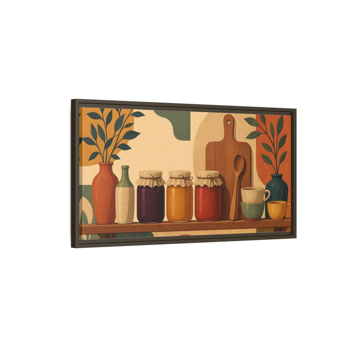 Main Mockup. Nature Preserve Jars Rustic Kitchen shown as framed canvas print