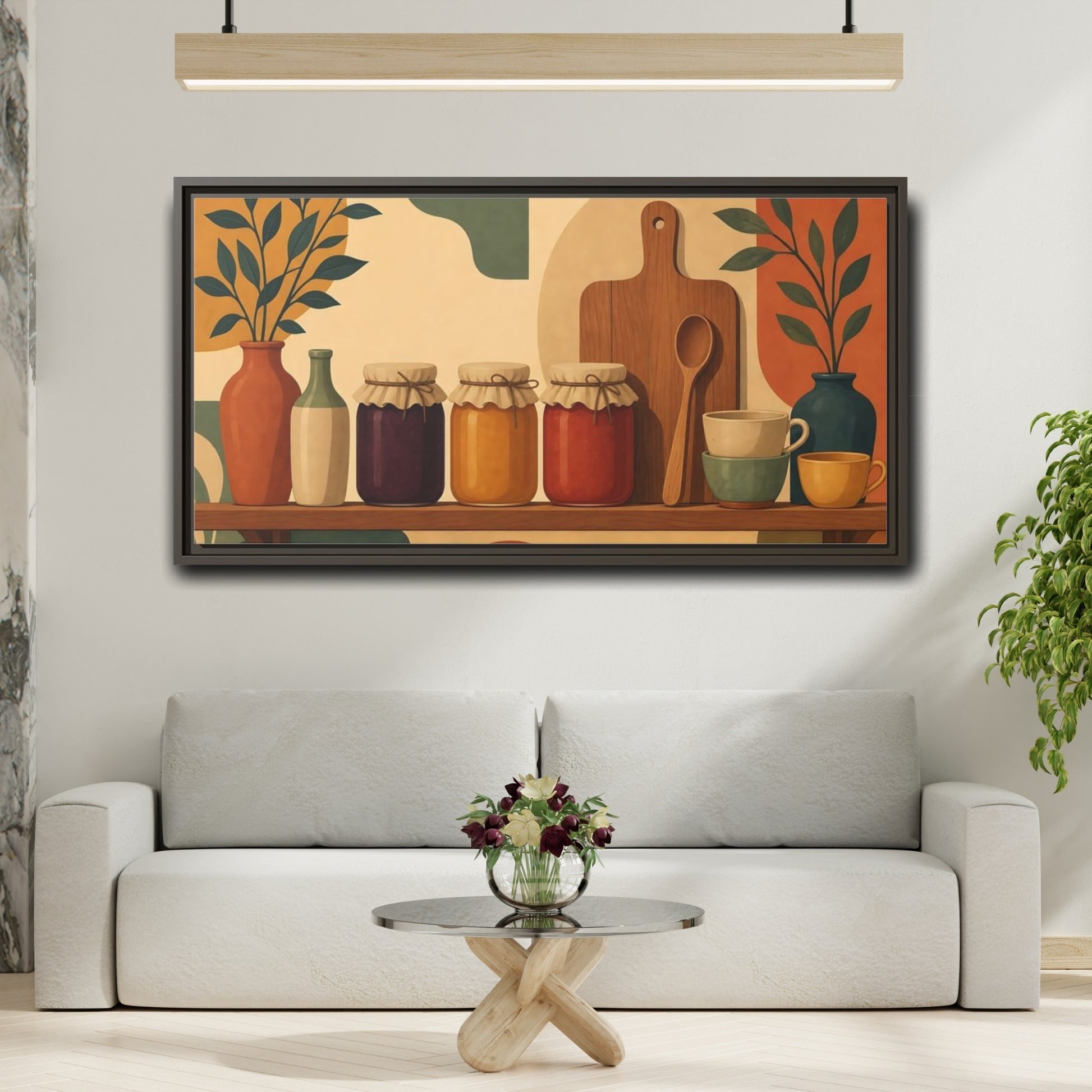 Mockup 2. Nature Preserve Jars Rustic Kitchen shown as framed canvas print