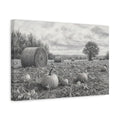 Side Mockup 4. Nature Pumpkin Field Grey Farm Landscape shown as stretched canvas wall art