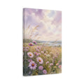 Side Mockup 4. Nature Purple Flowers Purple Flowers Landscape shown as stretched canvas wall art