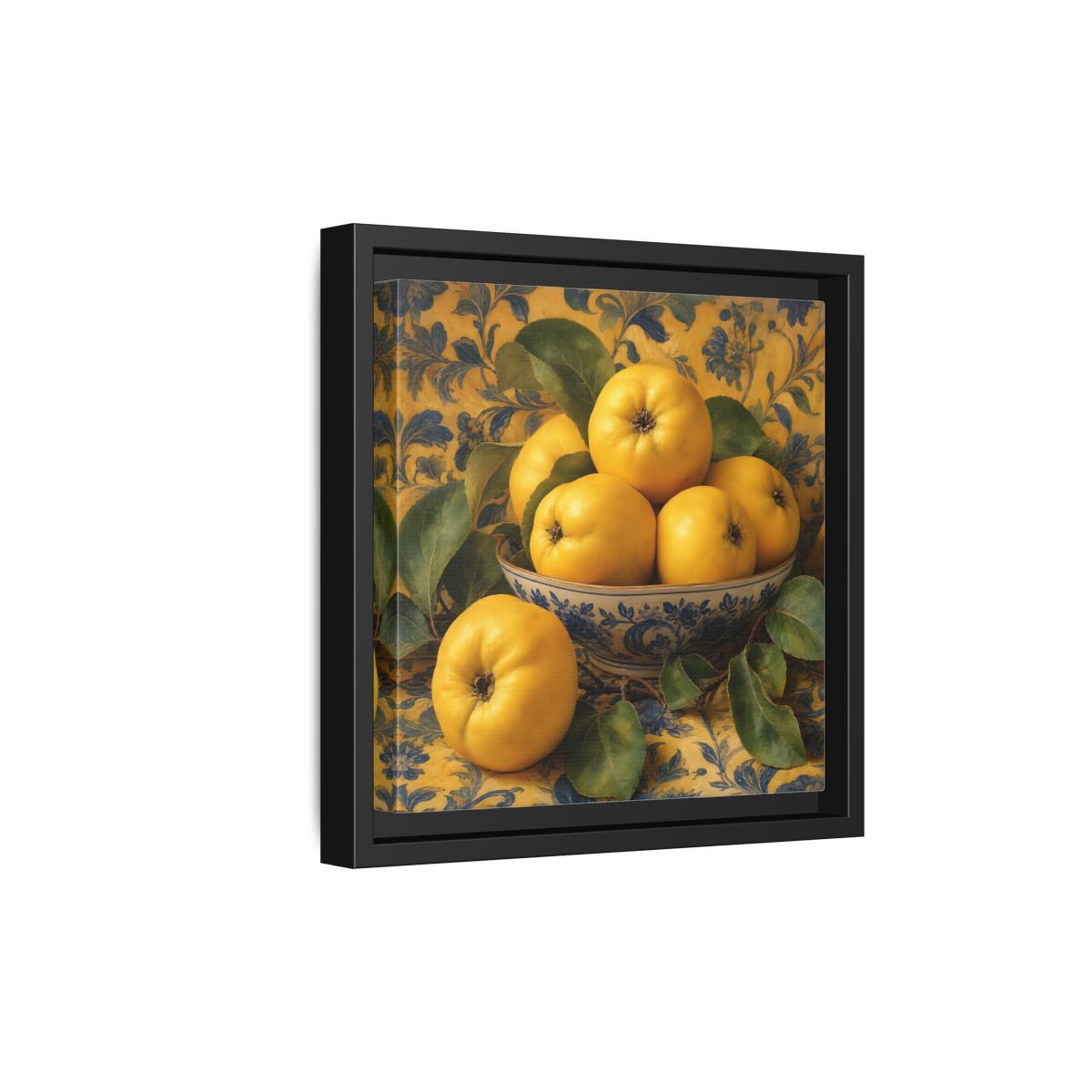 Side Mockup 21. Nature Quinces Yellow Quinces shown as stretched canvas wall art