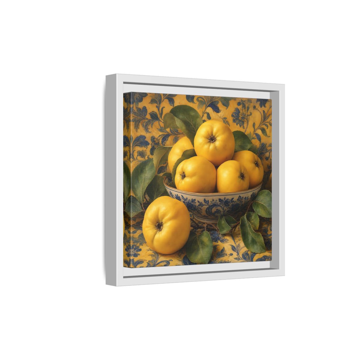 Side Mockup 19. Nature Quinces Yellow Quinces shown as stretched canvas wall art