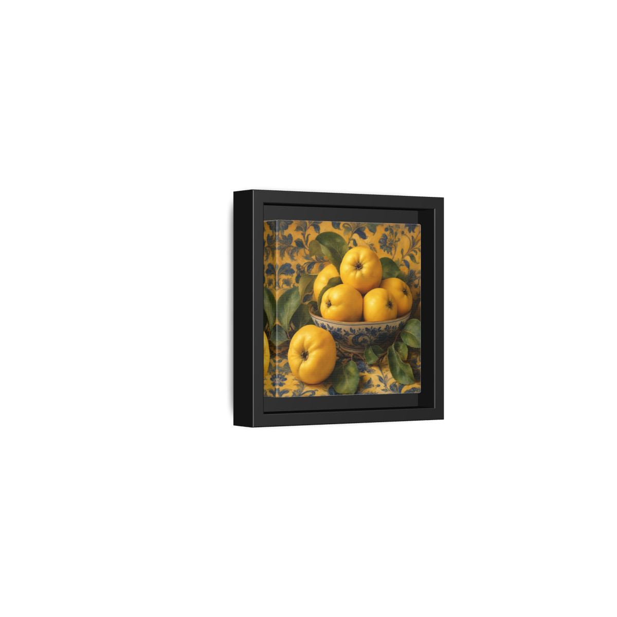 Side Mockup 24. Nature Quinces Yellow Quinces shown as stretched canvas wall art