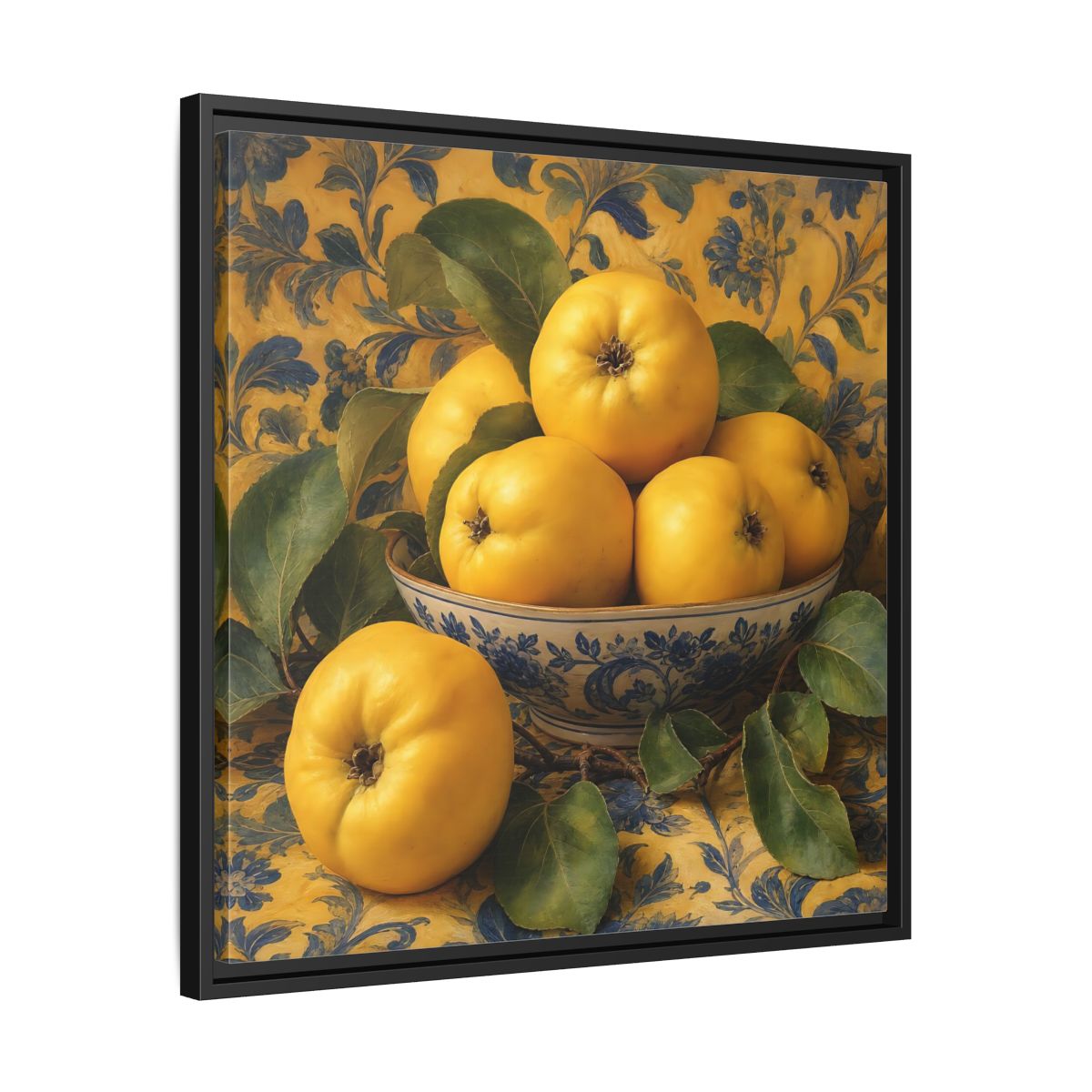 Side Mockup 31. Nature Quinces Yellow Quinces shown as stretched canvas wall art