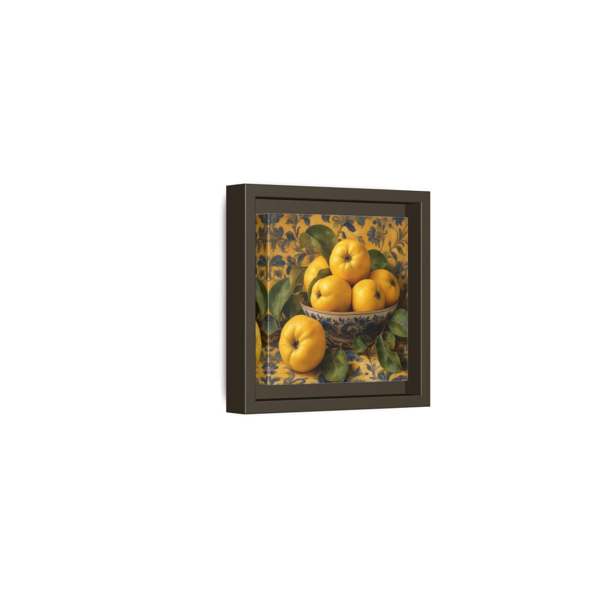 Side Mockup 23. Nature Quinces Yellow Quinces shown as stretched canvas wall art