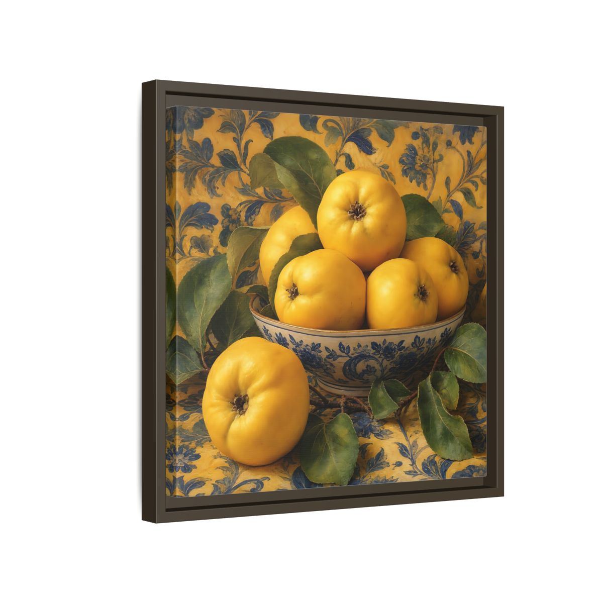 Side Mockup 14. Nature Quinces Yellow Quinces shown as stretched canvas wall art
